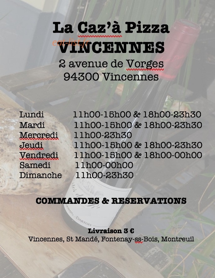 La Caz'à Pizza — carte page 1