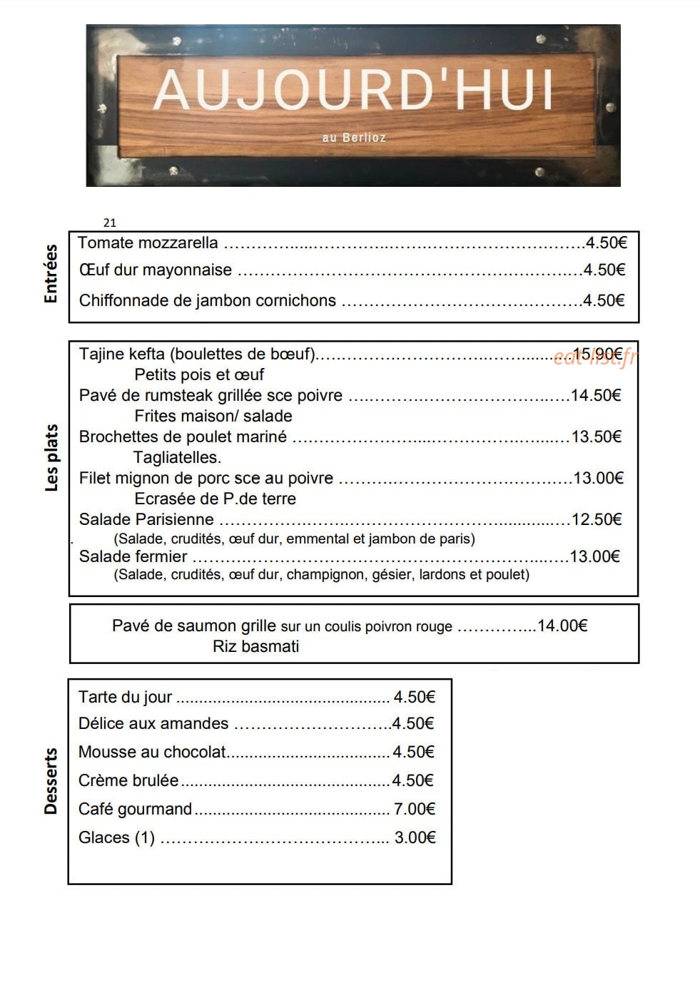 Le Berlioz — carte page 2