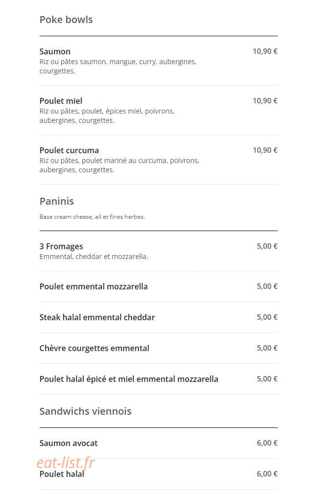 Meli's Snack — carte page 1
