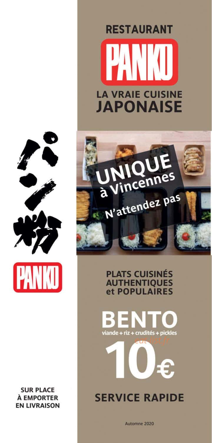 Restaurant Panko — carte page 1