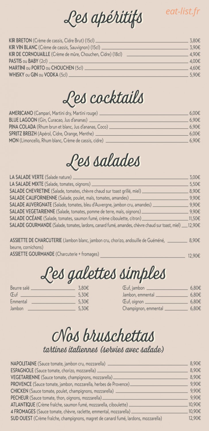 Sucré Salé — carte page 2