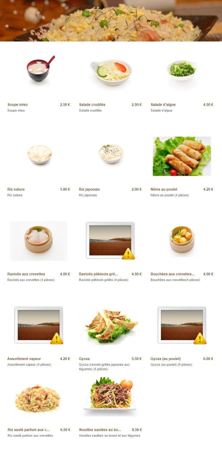 Sushi Chateau — carte page 1