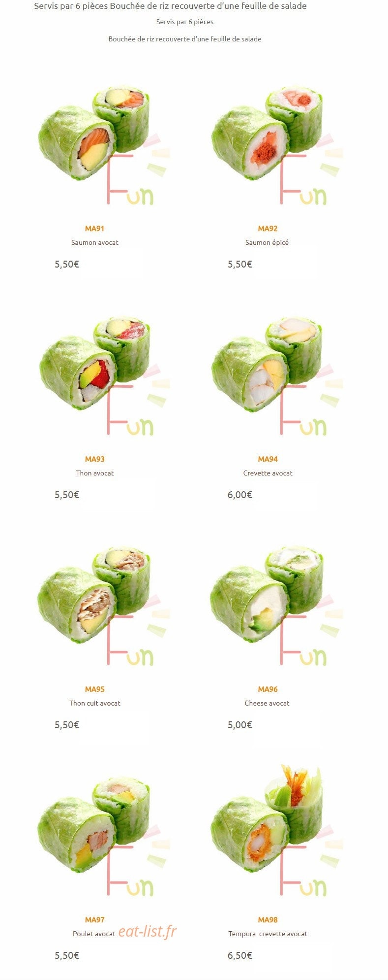 Sushi Fun — carte page 17