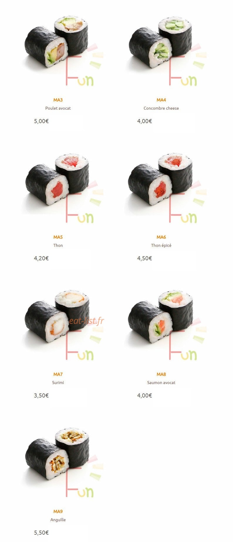 Sushi Fun — carte page 15