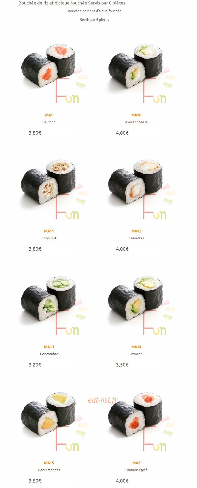 Sushi Fun — carte page 14