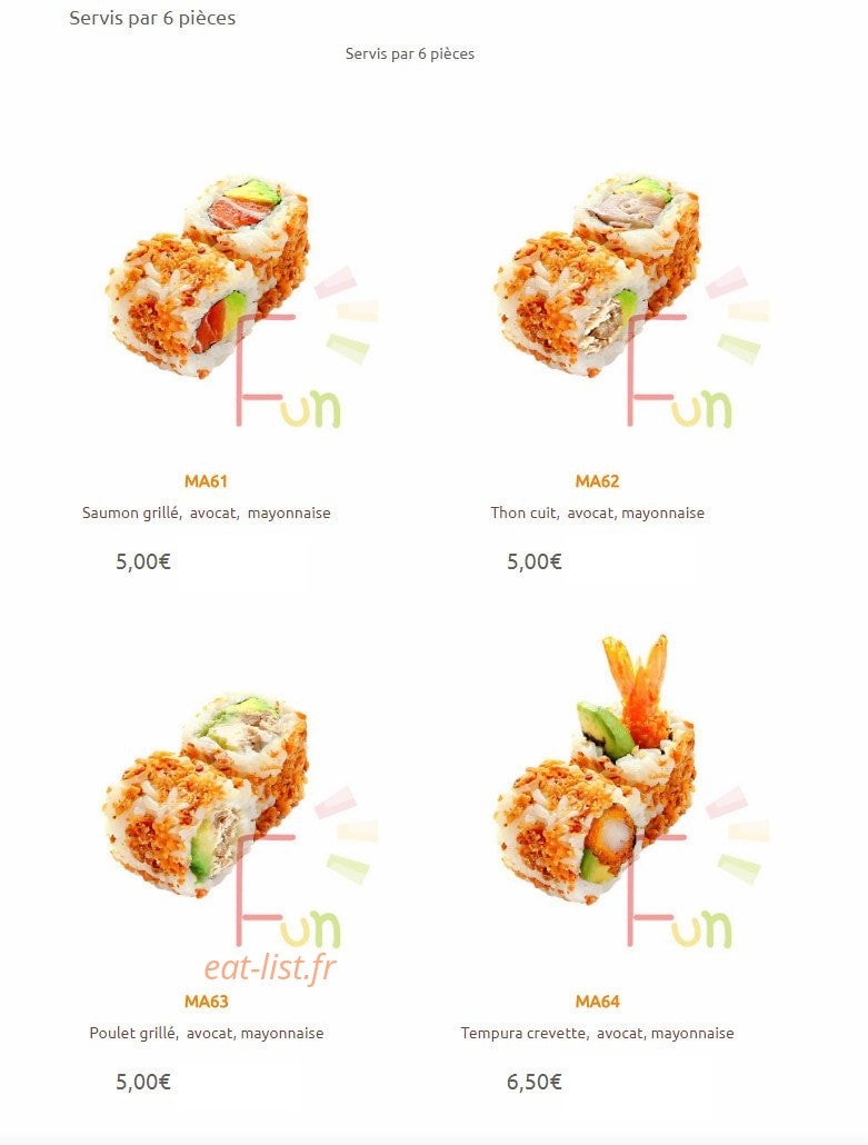 Sushi Fun — carte page 3