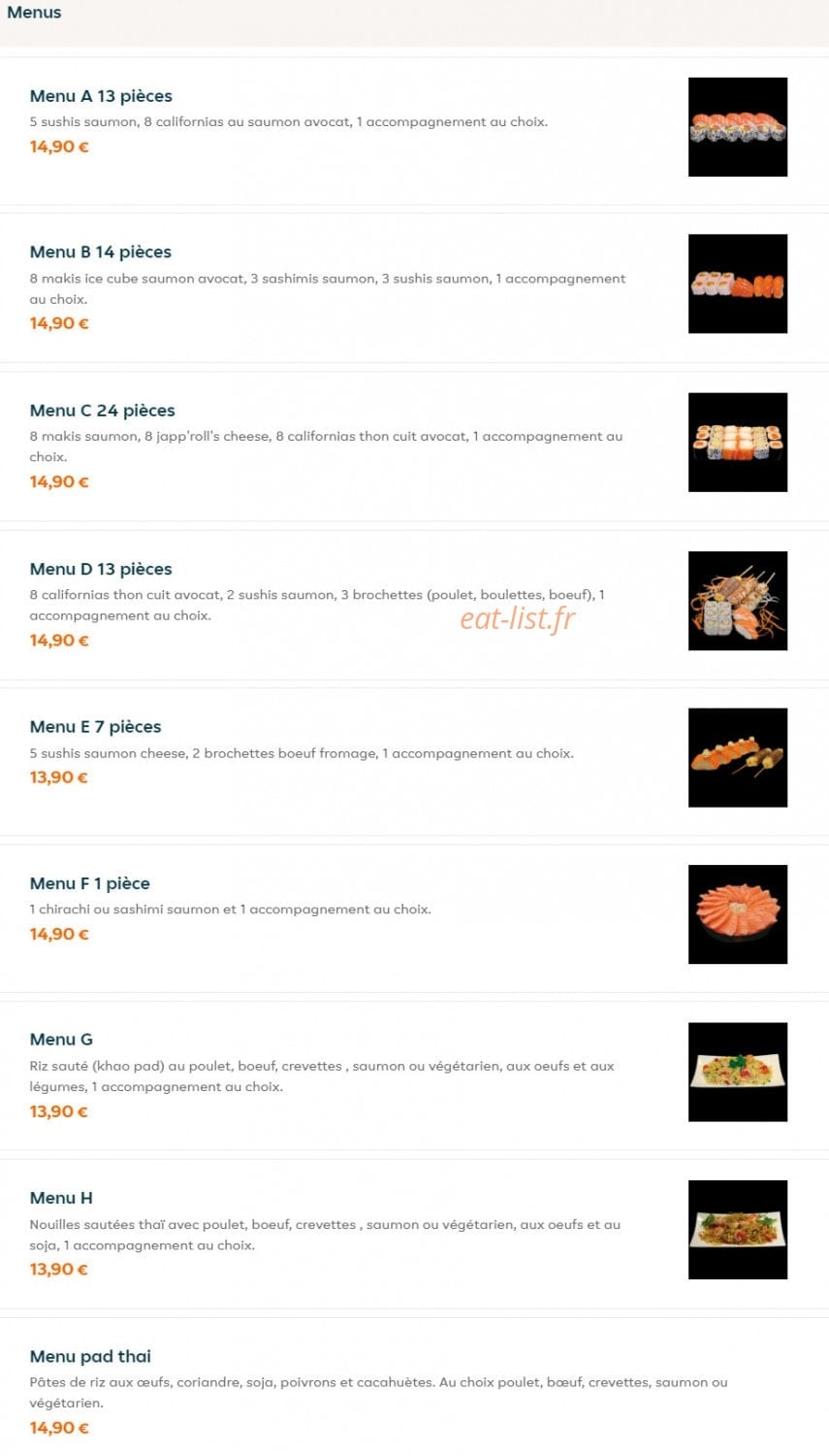Sushi Thaï — carte page 2