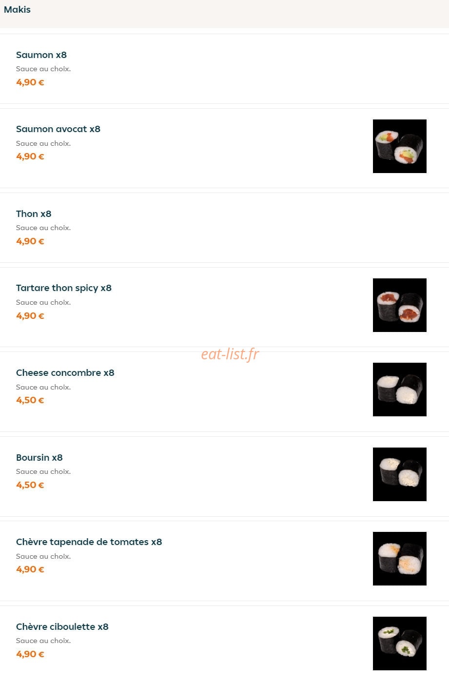 Sushi Thaï — carte page 12