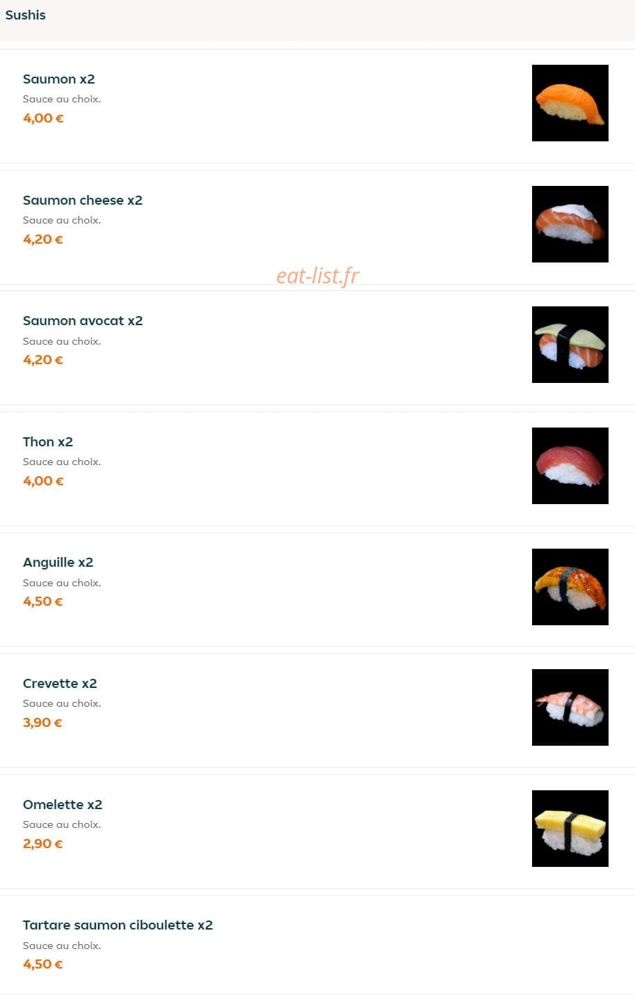 Sushi Thaï — carte page 8