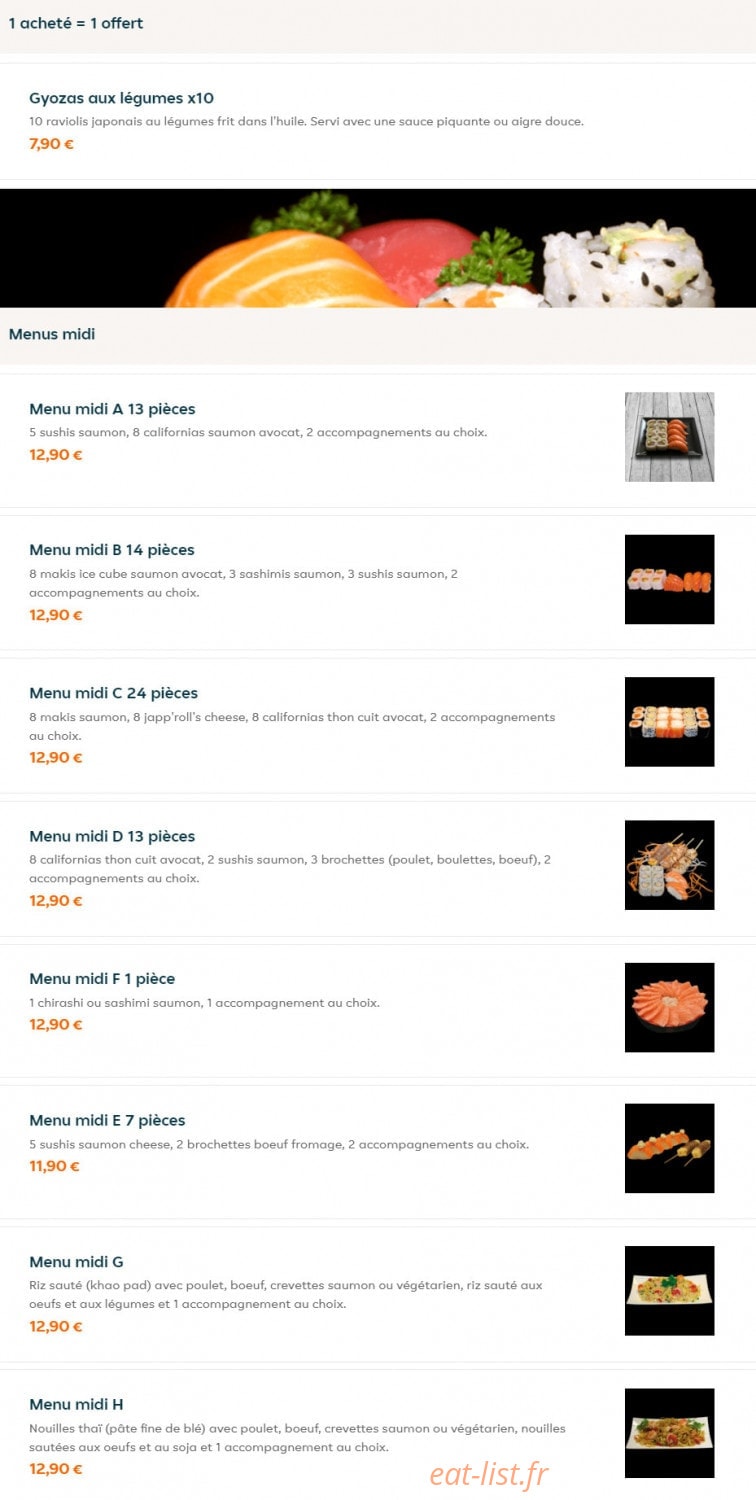 Sushi Thaï — carte page 1