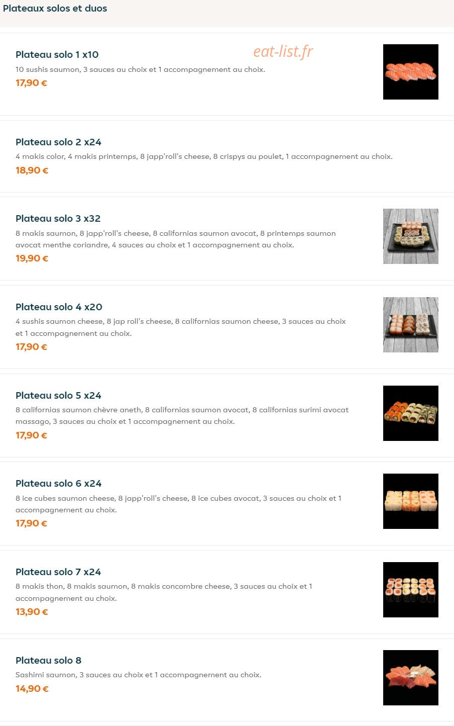 Sushi Thaï — carte page 4