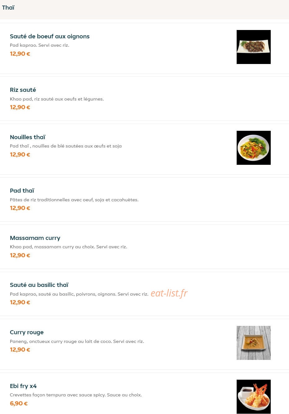 Sushi Thaï — carte page 23