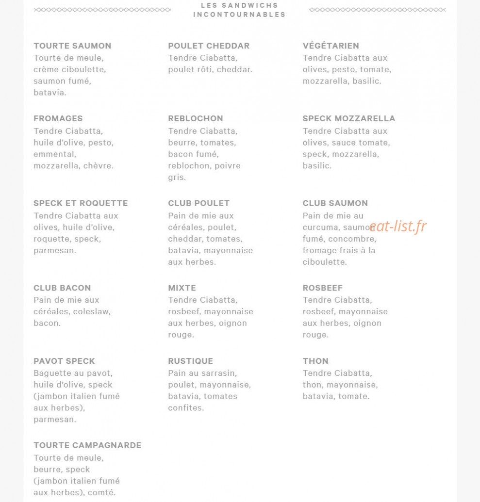 Eric kayser — carte page 1