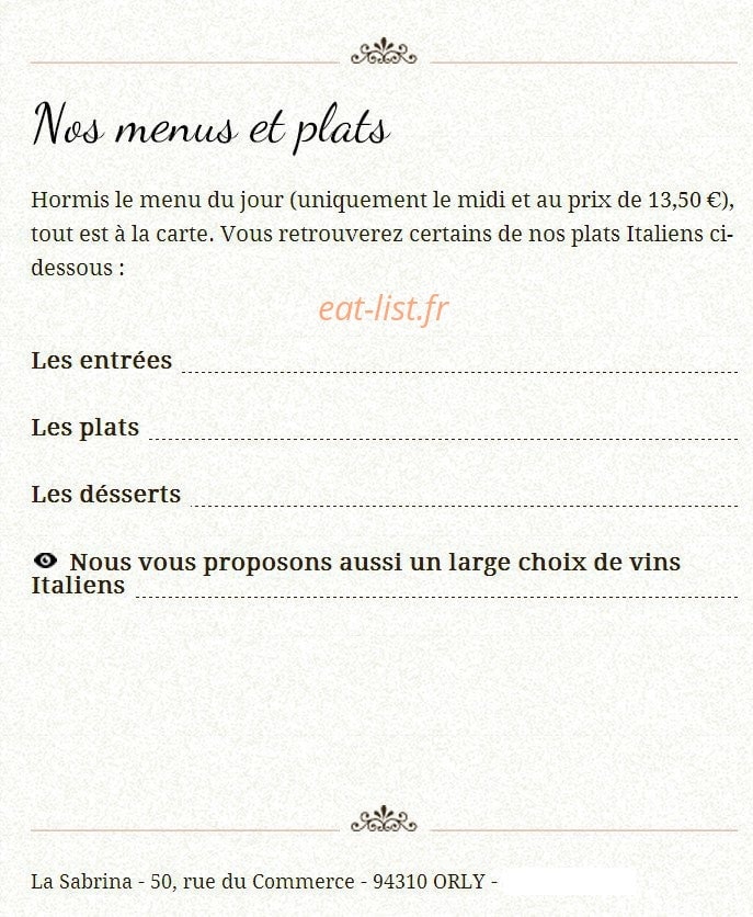La Sabrina — carte page 1