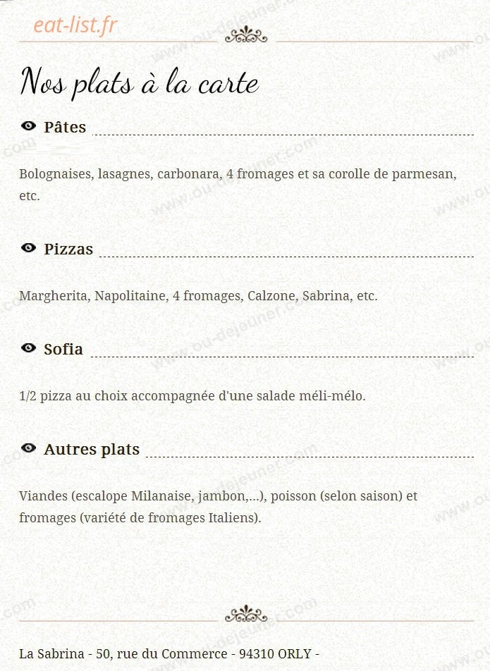 La Sabrina — carte page 3
