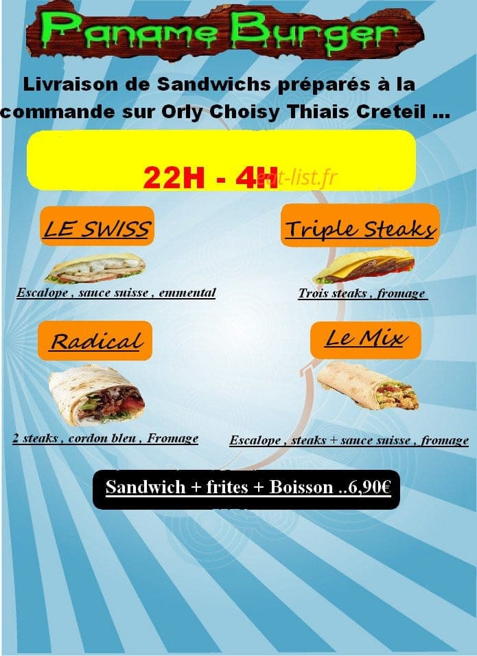 Paname Burger — carte page 1