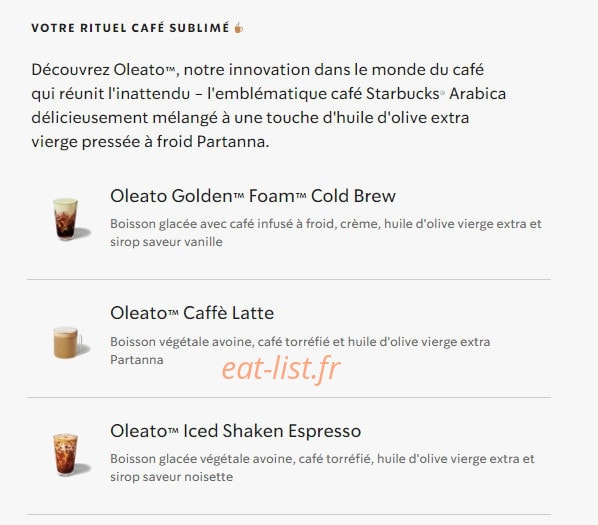 Starbucks Coffee — carte page 29