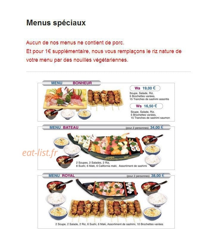 Sushi Bonheur — carte page 8