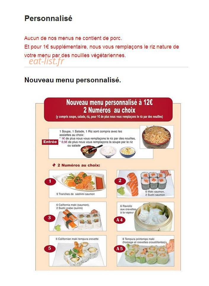 Sushi Bonheur — carte page 9