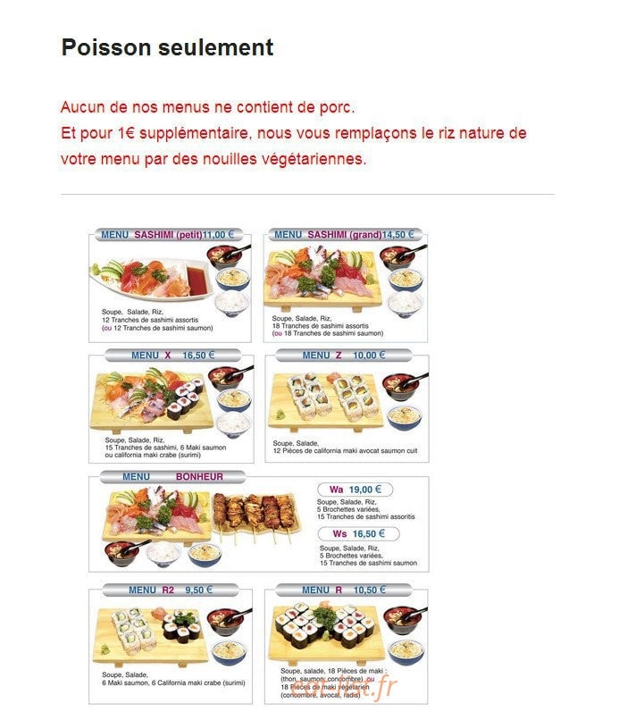 Sushi Bonheur — carte page 2