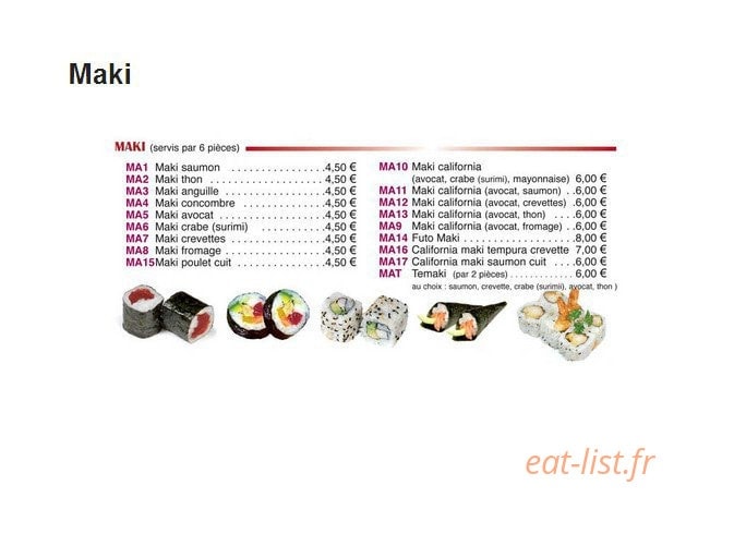 Sushi Bonheur — carte page 13