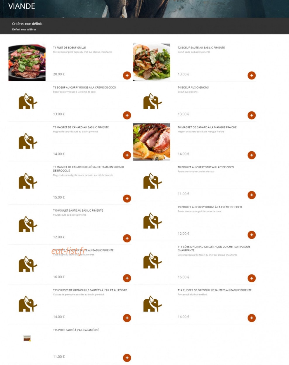 Mangue thai — carte page 6