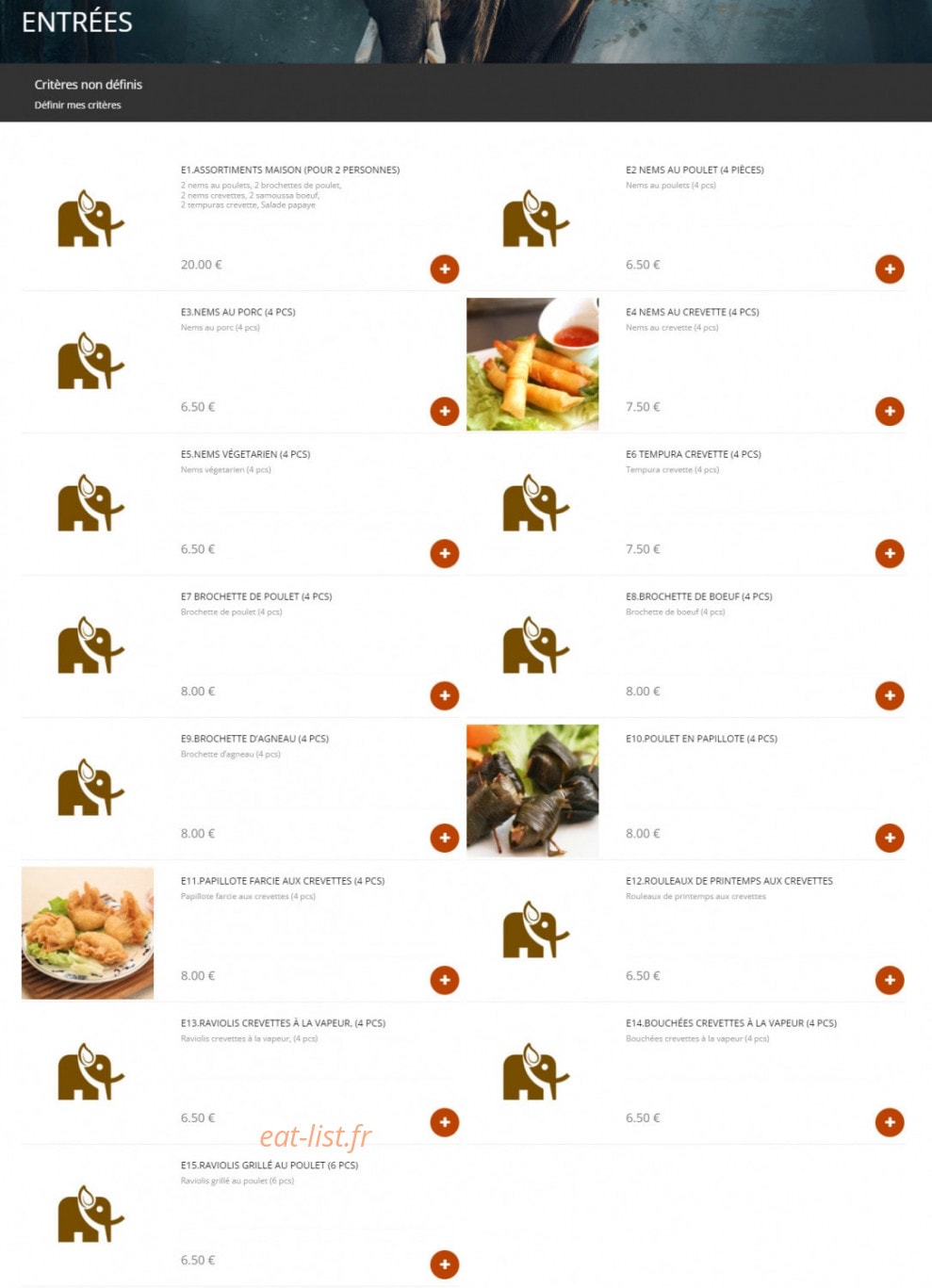 Mangue thai — carte page 2