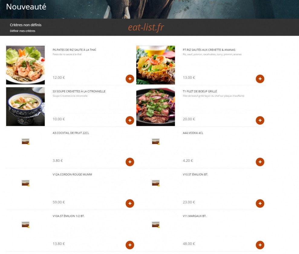 Mangue thai — carte page 14