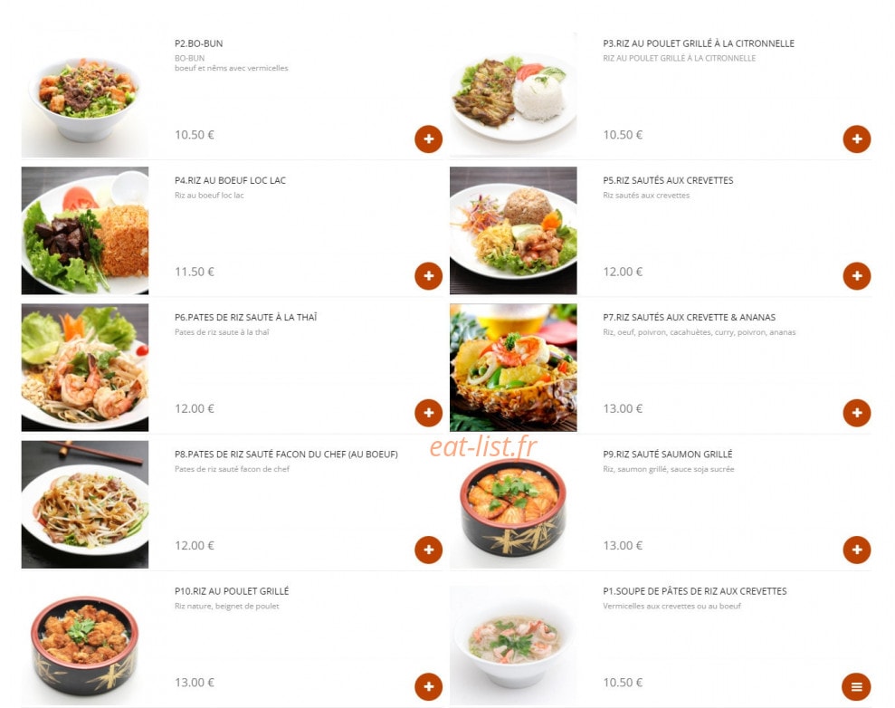 Mangue thai — carte page 1