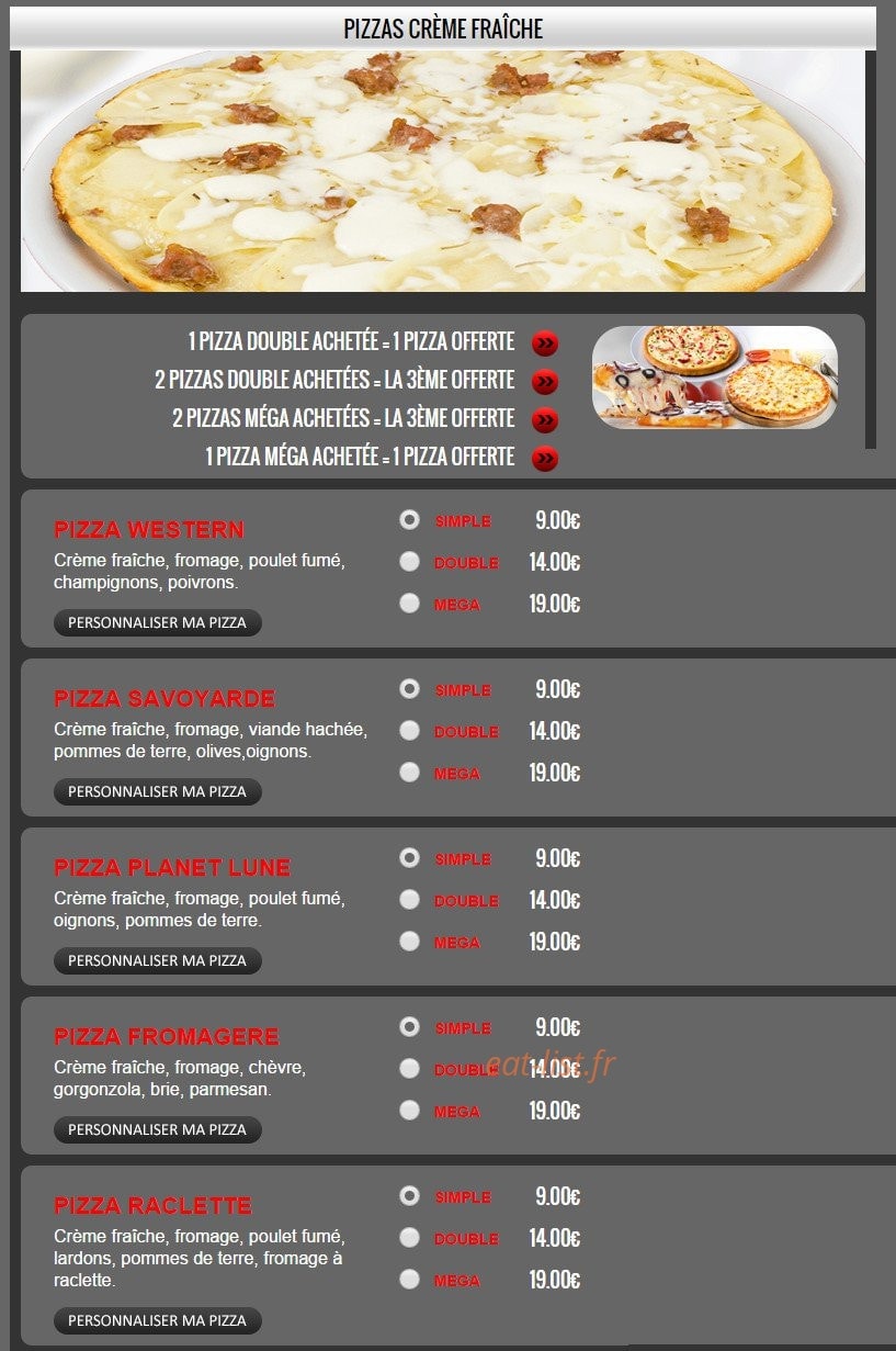 Planete Pizza — carte page 5