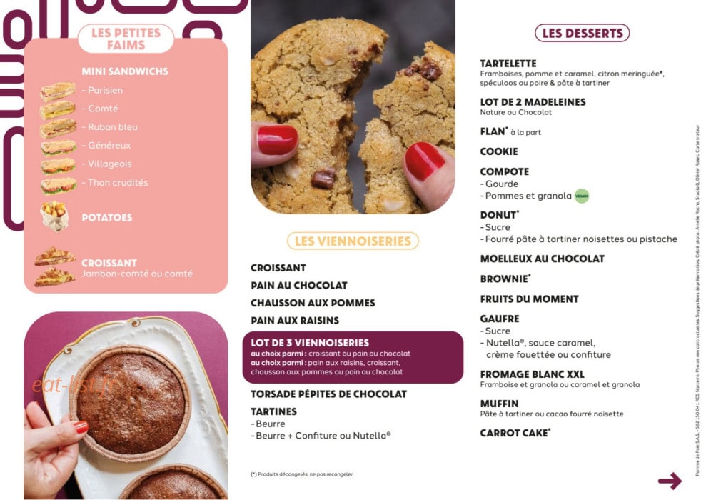 Carte et menu de Pomme de Pain à Thiais — Petites faims, viennoiseries...