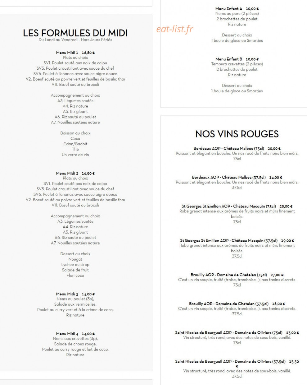 Pum Thaï — carte page 6
