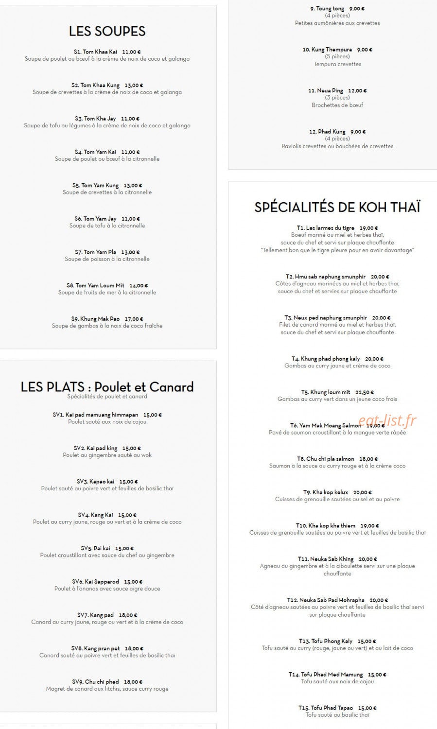 Pum Thaï — carte page 3