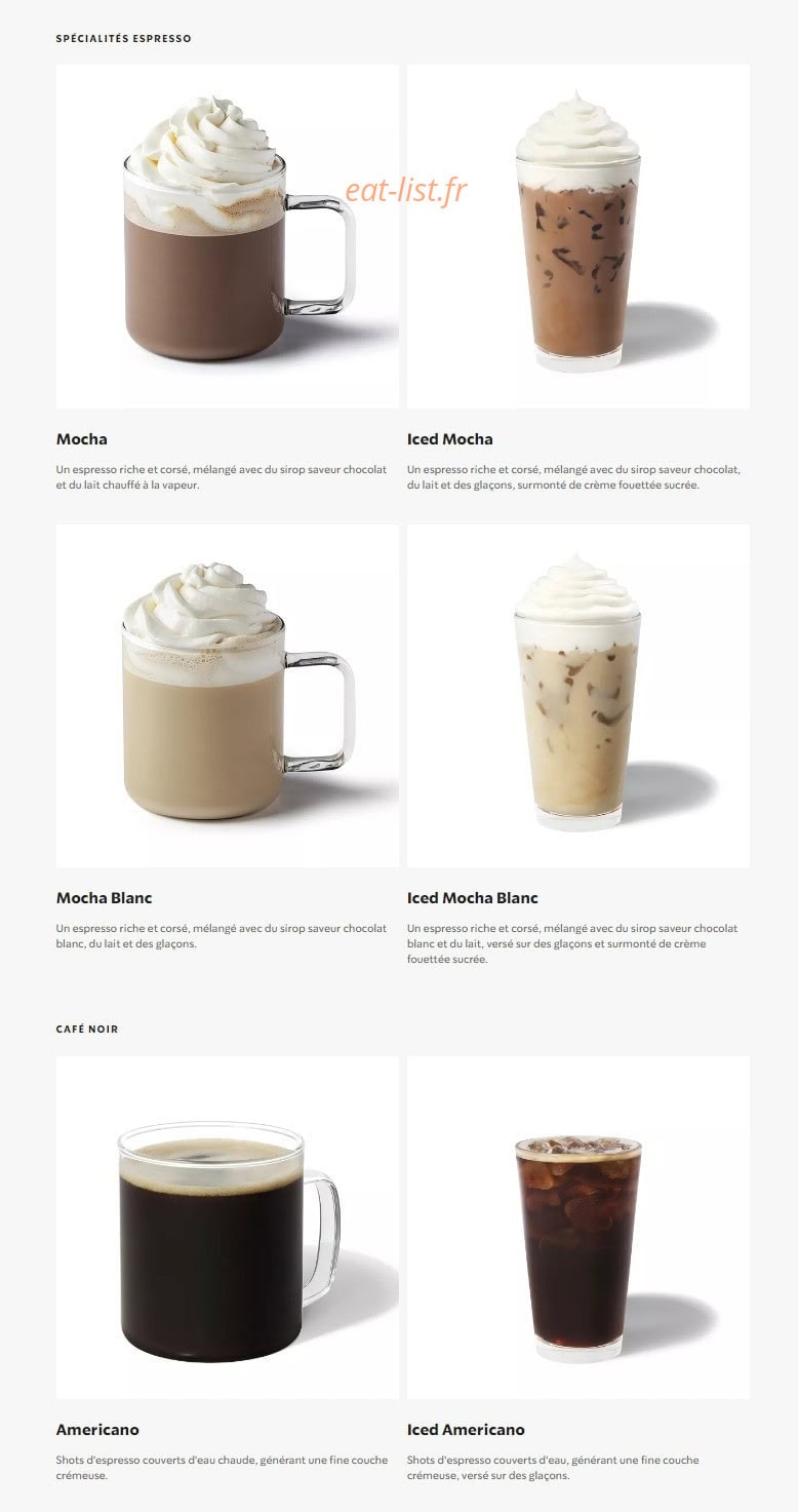Starbucks Coffee — carte page 3