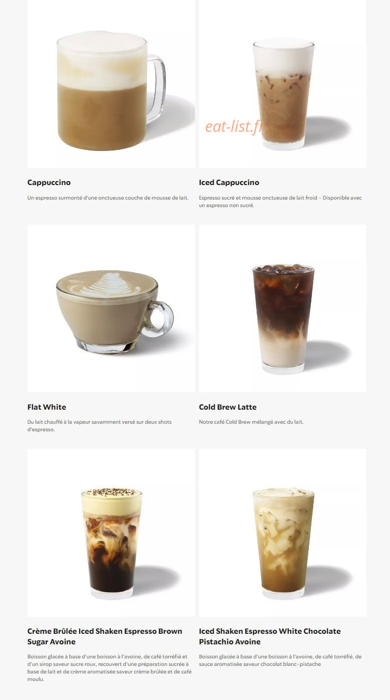 Starbucks Coffee — carte page 2
