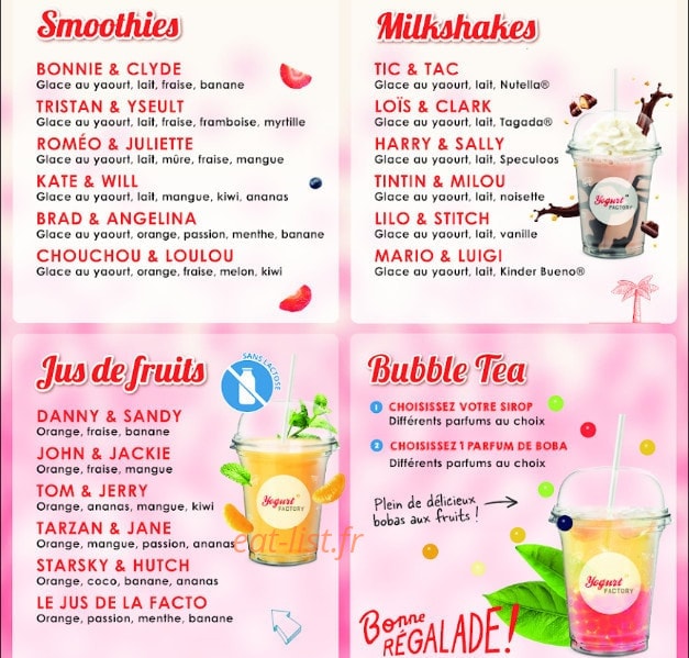 Yogurt Factory — carte page 2