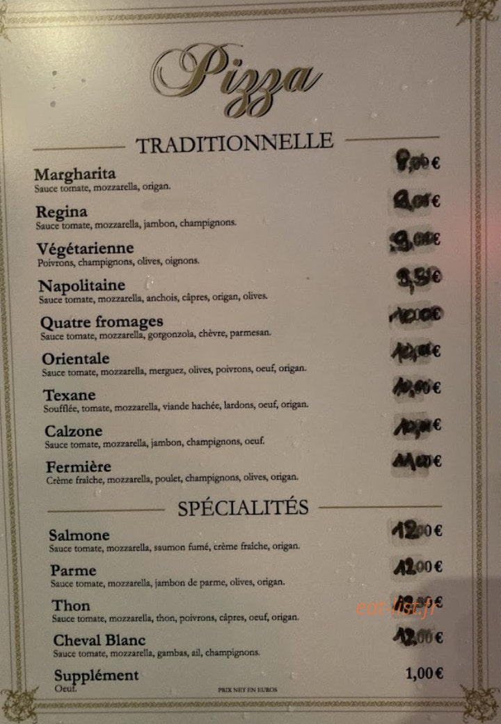 Au Cheval Blanc — carte page 1