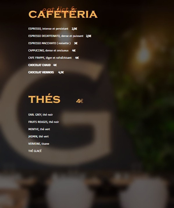 Carte et menu de Graziella à Joinville le Pont — Les caféteria, thés