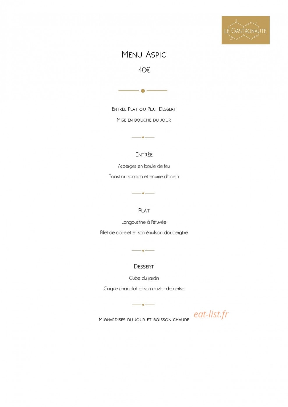 Le Gastronaute — carte page 1
