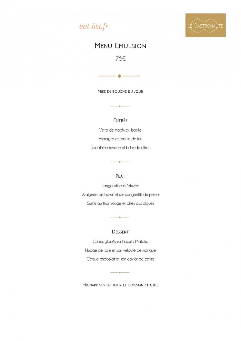 Le Gastronaute — carte page 2