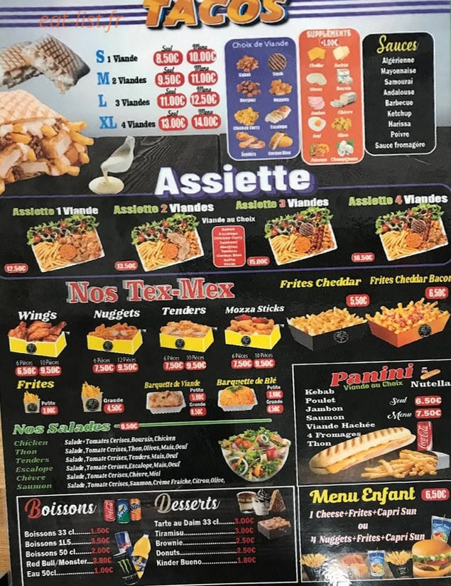 Ben's food — carte page 1