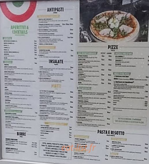 Carte et menu de Del Arte à Villiers sur Marne — Les entrées, pizzas et salades,...