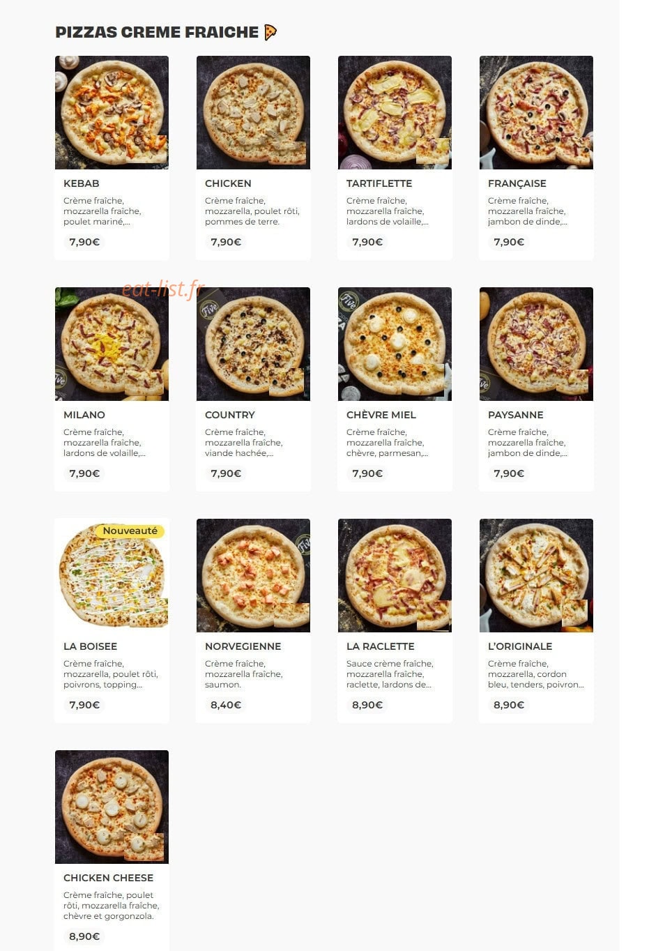 Five Pizza Original — carte page 3