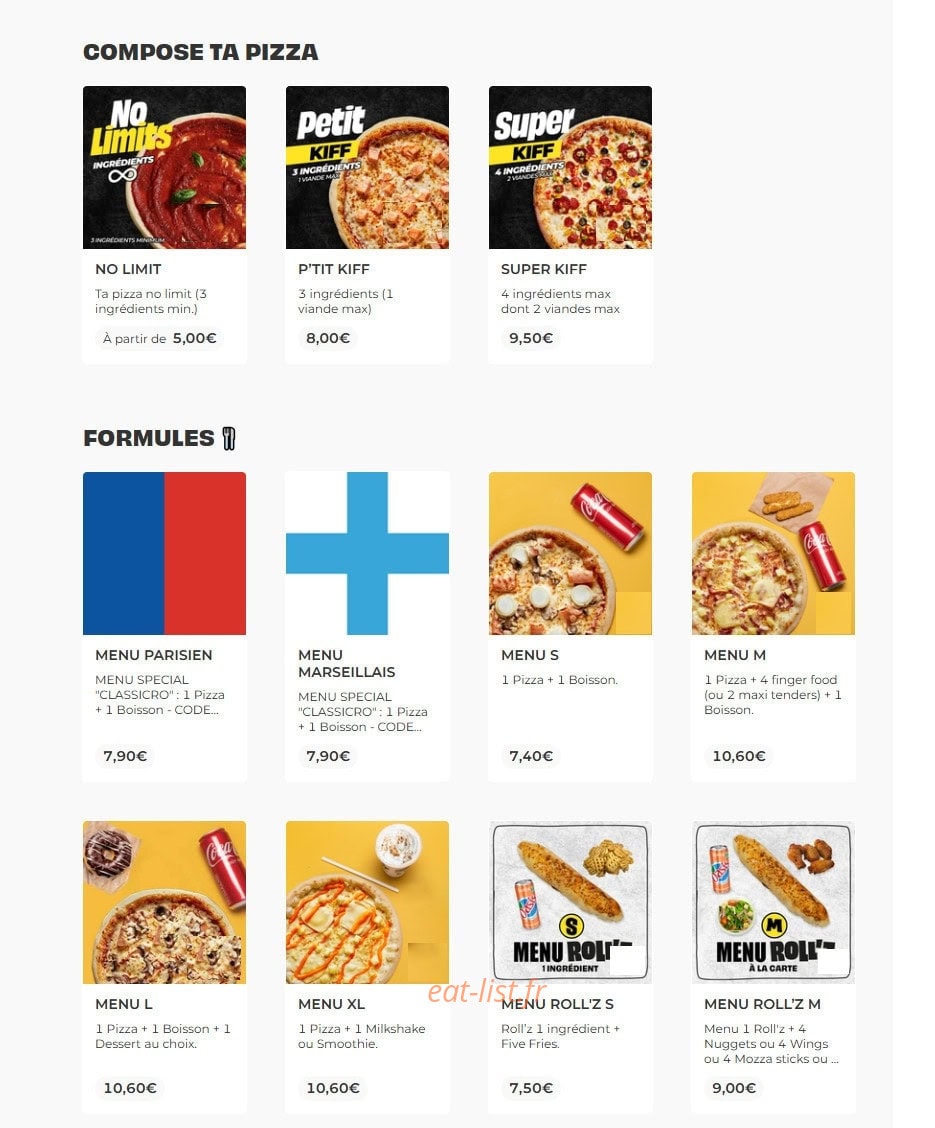 Five Pizza Original — carte page 5