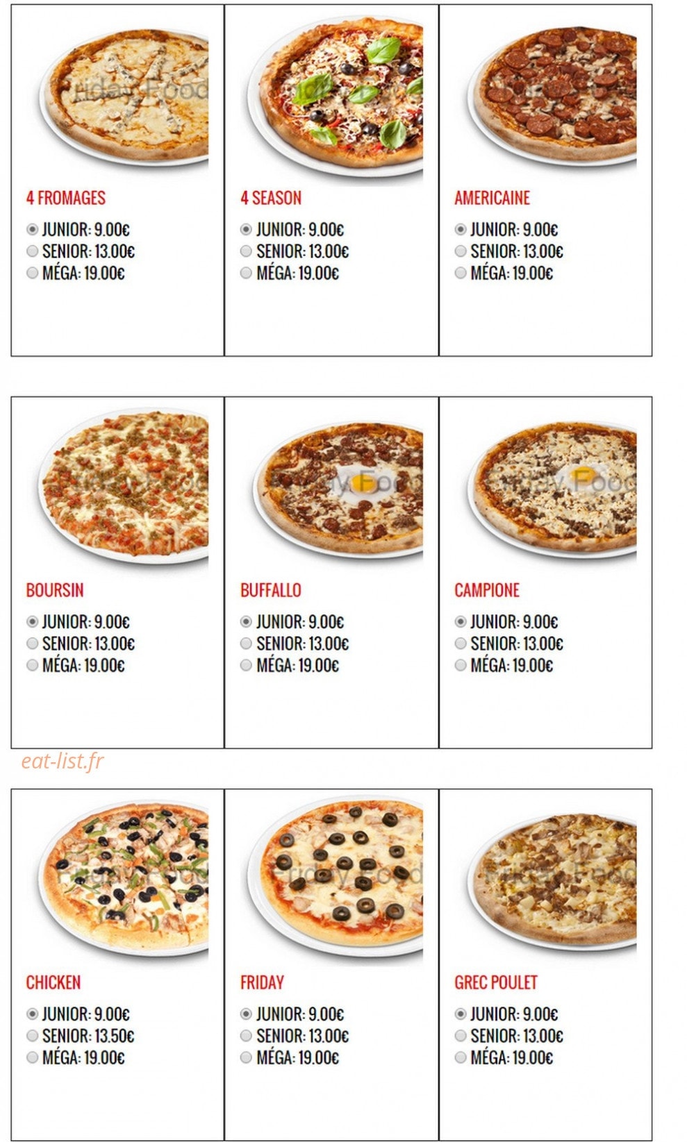Friday Food — carte page 1