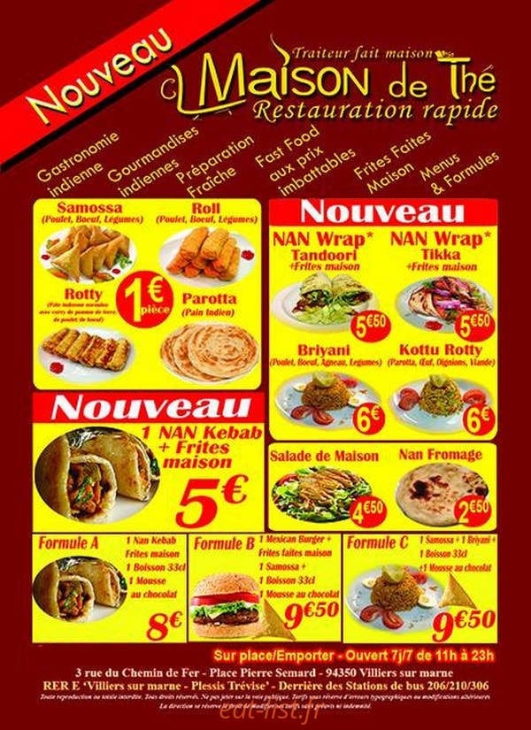 La Maison de Thé — carte page 1