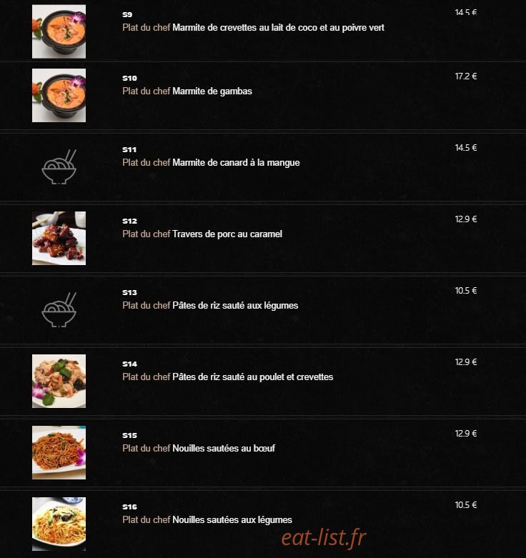 Carte et menu de Le Saigonnais à Villiers sur Marne — Les plats du chef page 2