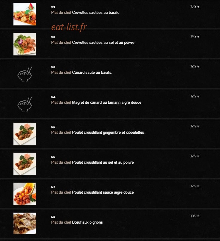 Carte et menu de Le Saigonnais à Villiers sur Marne — Les plats du chef