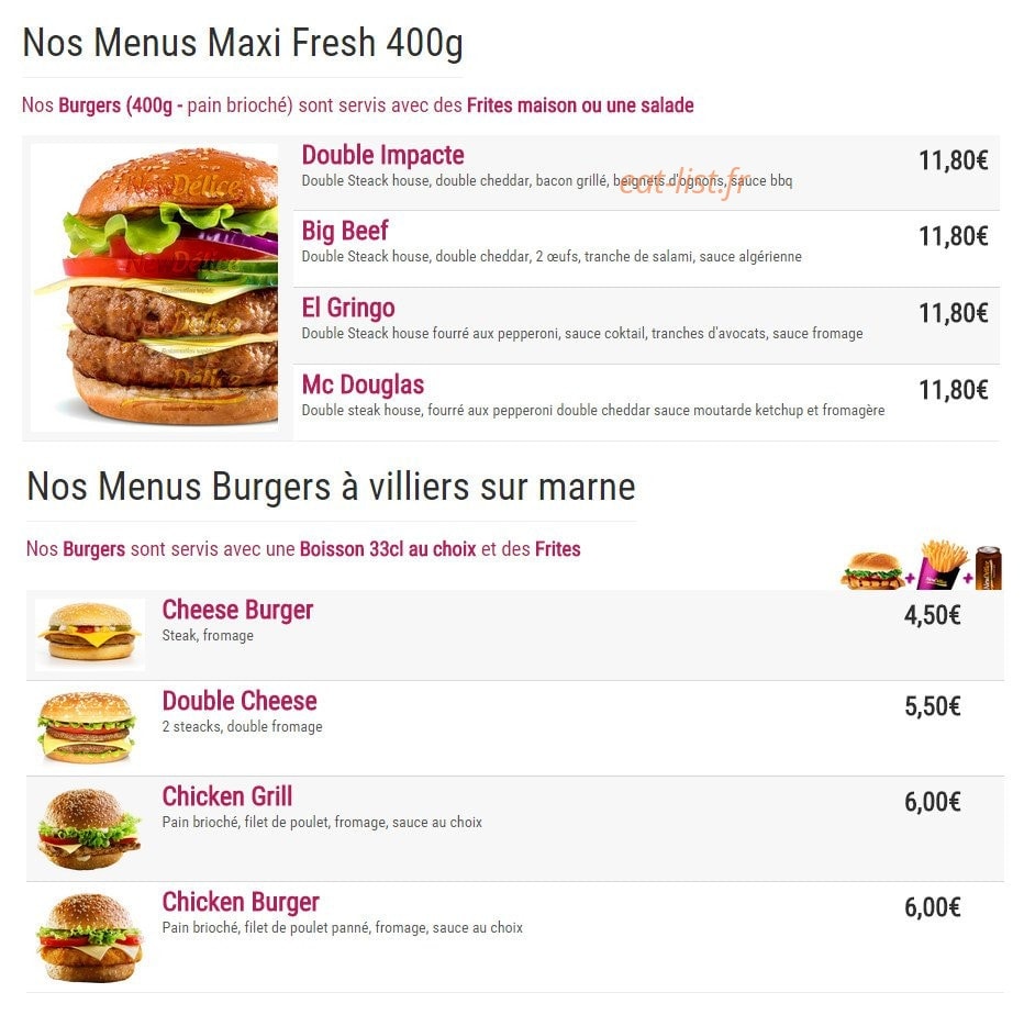 New Délice — carte page 4