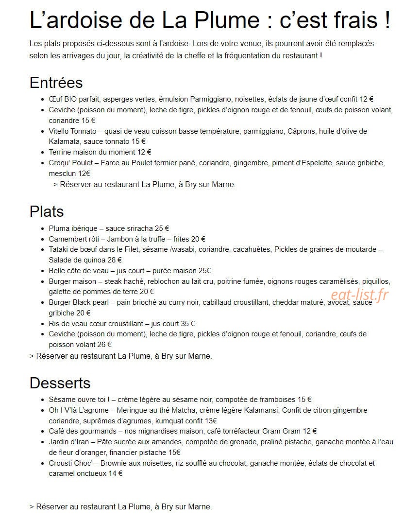 La Plume — carte page 1